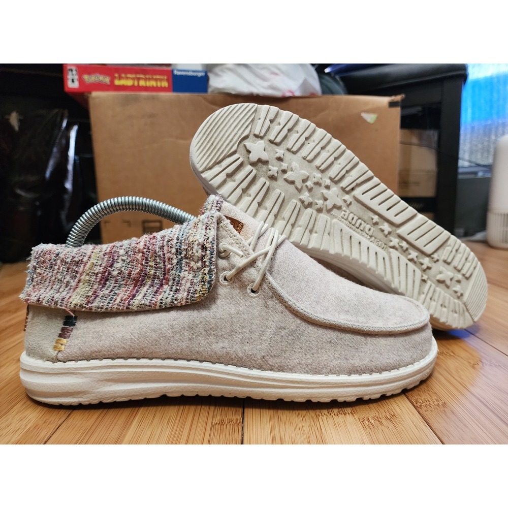 Hey Dude Wendy Fold Baja Cream Multi Knit Slip-On Shoes Womens 9 40212-1LT